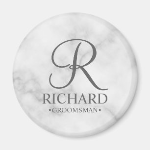 Marble Personalised Groomsman's Name and Monogram Magnet