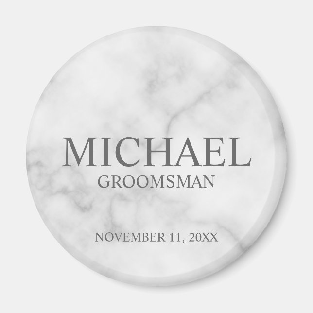 Marble Personalised Groomsman's Name and Monogram Magnet (Front)