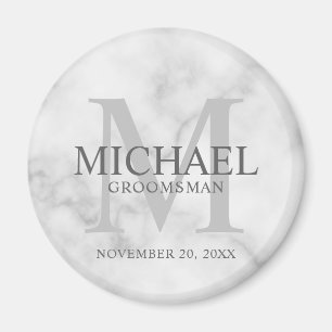 Marble Personalised Groomsmen's name and monogram Magnet