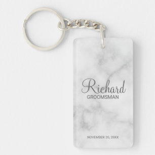 Marble Personalised Name and Monogram Groomsman Key Ring