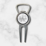 Marble Personalised Script Groomsmen  Divot Tool<br><div class="desc">Add a personal touch to your wedding with personalised groomsmen divot tool. This divot tool features personalised groomsman's name in grey classic script font style with wedding details in grey classic serif font style and monogram in light grey classic serif font style as background, on white marble background. Also perfect...</div>