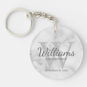 Marble Personalised Script Groomsmen Key Ring