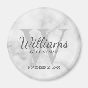 Marble  Personalised Script Groomsmen Magnet