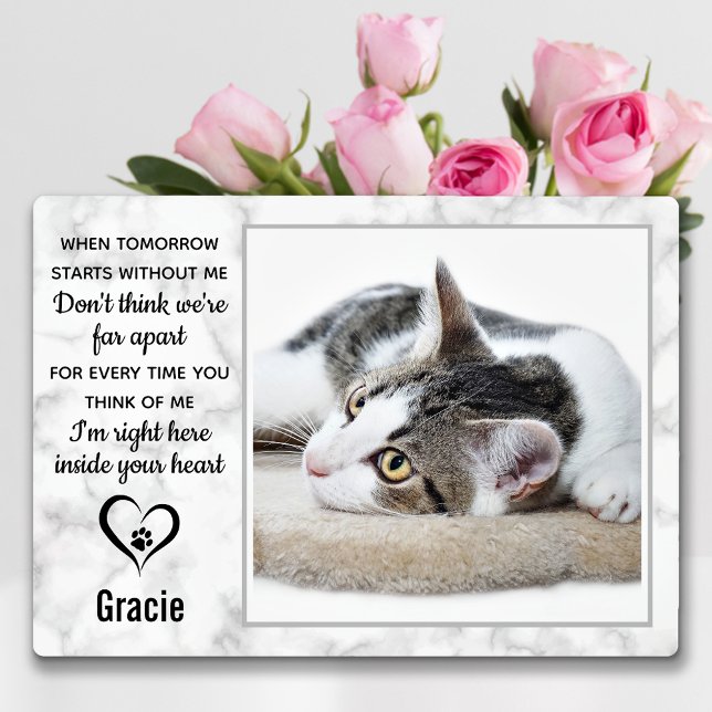 Marble Pet Loss Keepsake Cat Memorial Photo Plaque (Creator Uploaded)