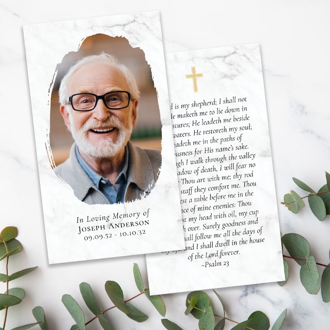 Marble Photo Cross Memorial Prayer Card (Creator Uploaded)