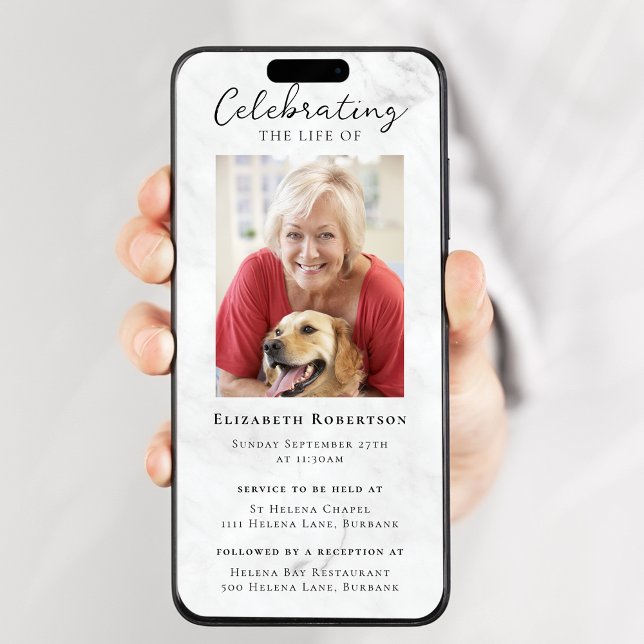 Marble Photo Funeral Digital Invitation (Creator Uploaded)