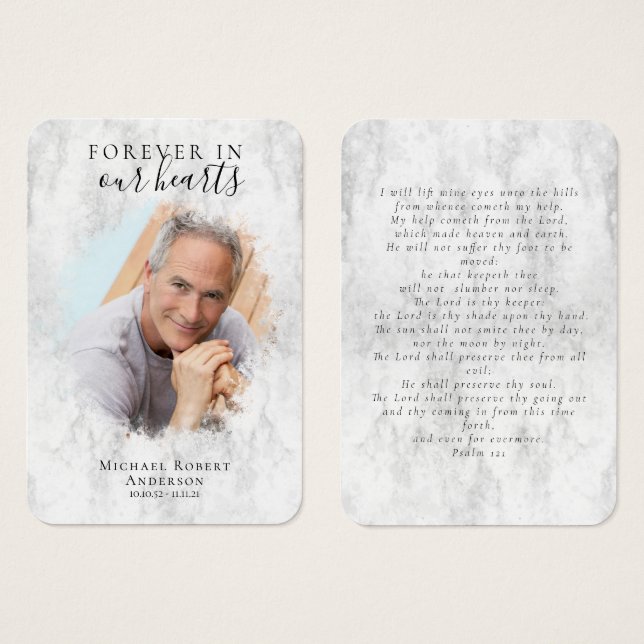 Marble Photo Funeral Prayer Card (Front & Back)
