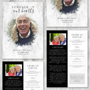 Marble Photo Funeral Program Programme