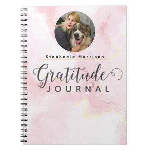 Marble Photo Gratitude Journal - Pink & white