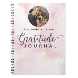Marble Photo Gratitude Journal - Pink & white