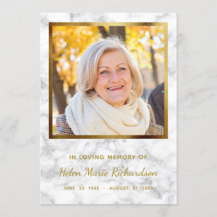Marble Photo Memorial Gold Sympathy Thank you Card