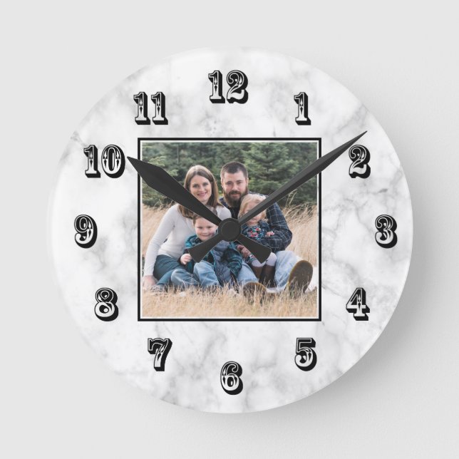 Marble Photo Round Clock (Front)