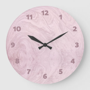 Marble pink abstract modern cute large clock