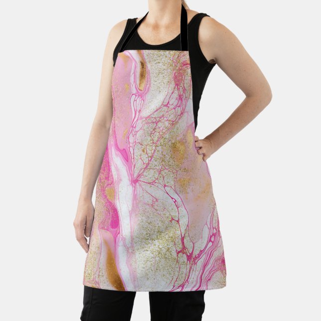 Marble Pink Black Gold Apron (Insitu)