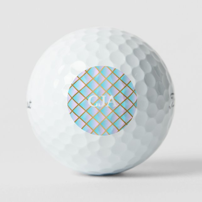 MARBLE PINK BLUE GOLD FINE SPOT CUSTOM GOLF BALLS (Front)