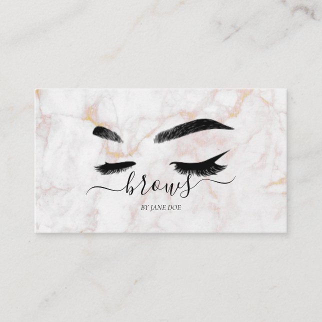 Marble Pink Brows Business Card (Front)