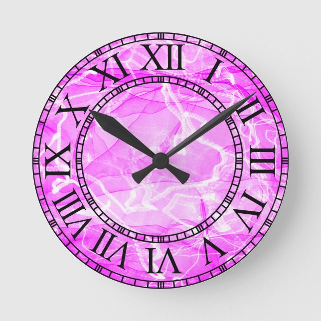 Marble Pink Digital Paper-21643 Round Clock (Front)