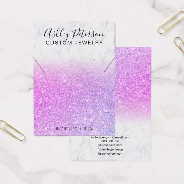 Marble pink glitter earrings necklace display (Office)