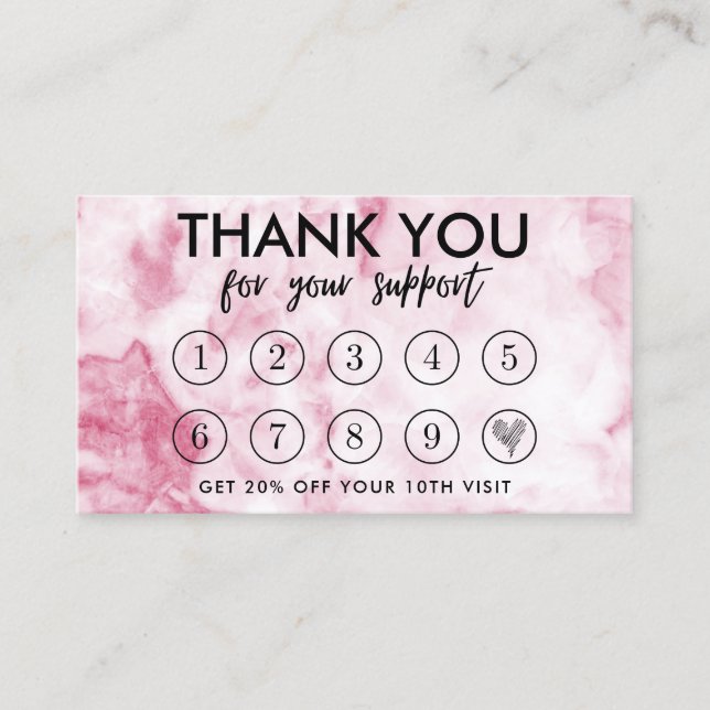 Marble Pink Makeup Hair Thanks Loyalty Card (Front)