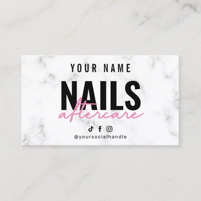 Marble Pink Nails Aftercare Card (Front)