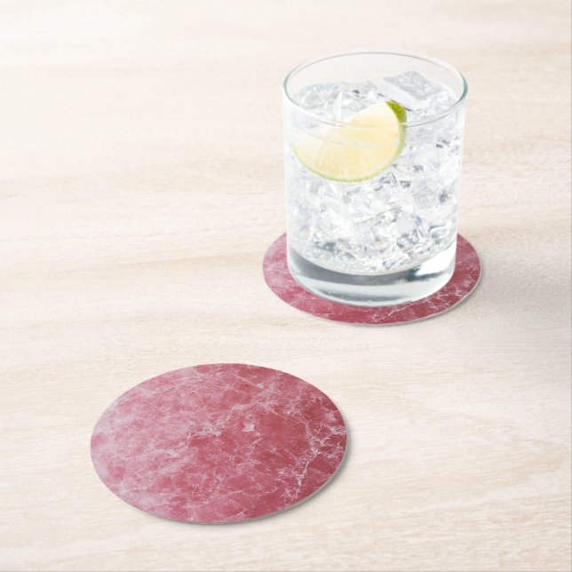 Marble Pink Pattern Round Paper Coaster (Insitu)