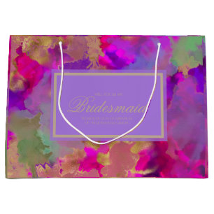 Marble pink, purple, gold bridesmaid  large gift bag
