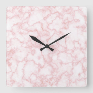 marble pink square wall clock