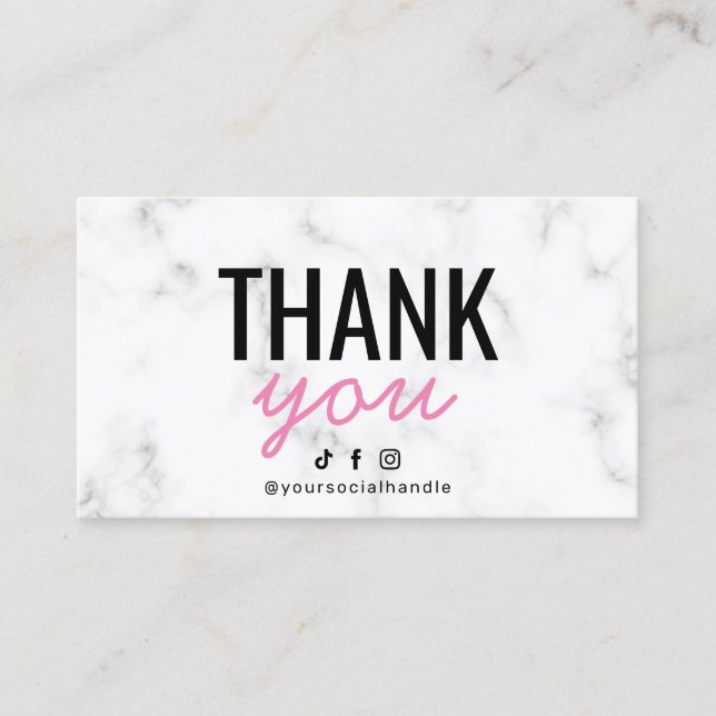 Marble Pink Thank you Card  (Front)