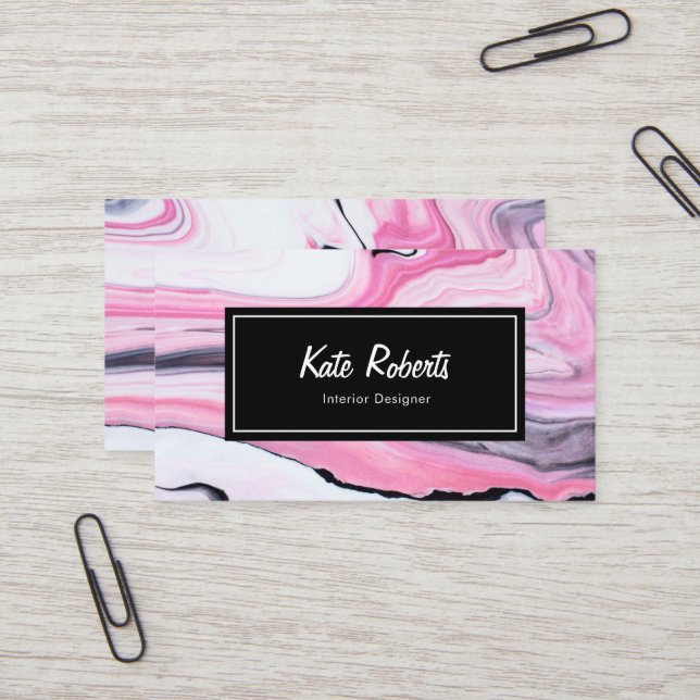 Marble pink white black business card | creatives (Front/Back In Situ)