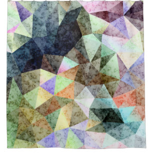 Marble polygonal pattern shower curtain