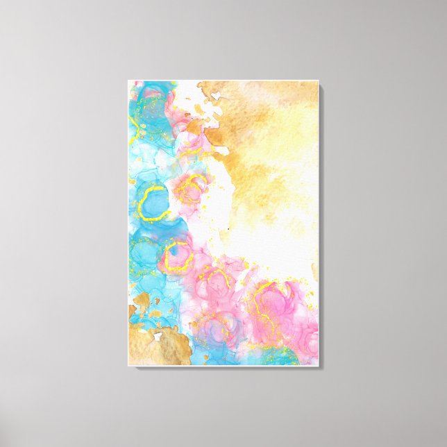 Marble Print in light Pink blue Gold hues (Front)