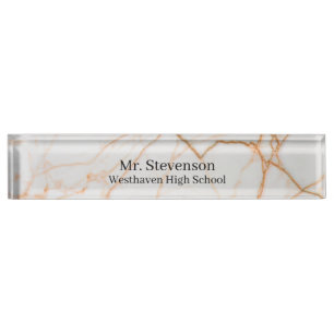 Marble Professional Modern Teacher Nameplate