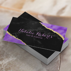 Marble & Purple Agate Makeup Artist Hair Salon Business Card