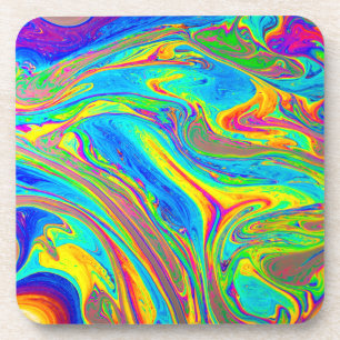 Marble Rainbow Swirls Bright and Beautiful Coaster