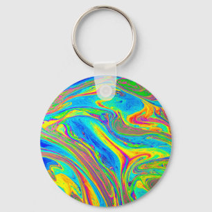 Marble Rainbow Swirls Bright and Beautiful Key Ring