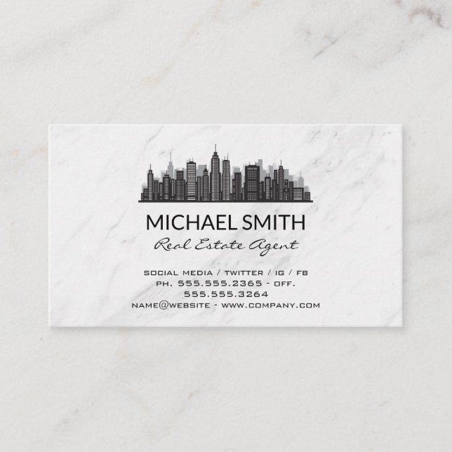 Marble | Real Estate Agent Logo Business Card (Front)
