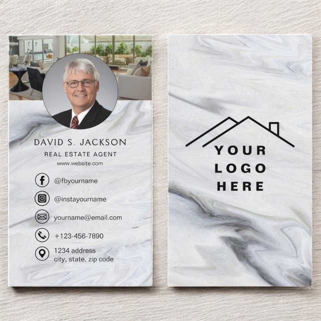  Marble Real Estate Agent Photo Logo Business Card (Creator Uploaded)