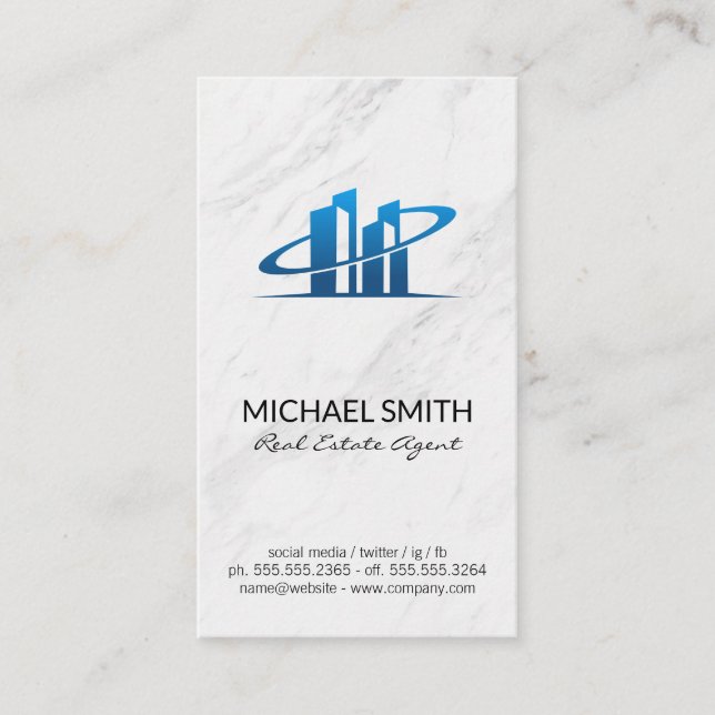 Marble  | Realtor Broker | Real Estate Agent Business Card (Front)
