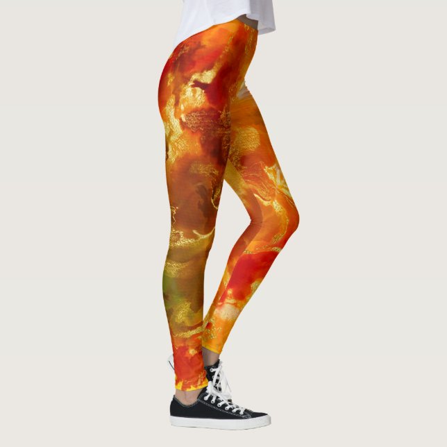 Marble red, orange, gold, yellow  leggings (Right)