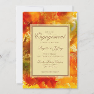 Marble red, orange, gold, yellow save the date
