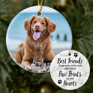 Marble Remembrance Quote Dog Photo Pet Memorial Ceramic Tree Decoration