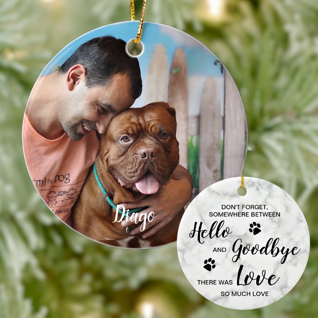 Marble Remembrance Quote Pet Memorial Dog Photo Ceramic Tree Decoration (Creator Uploaded)