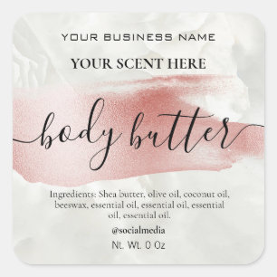 Marble Rose Gold Accent Body Butter Labels