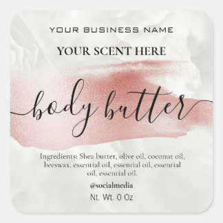 Marble Rose Gold Accent Body Butter Labels