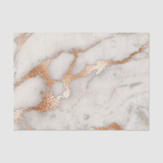Marble Rose Gold Coral Peach Grey Copper Tissue Paper (Front)