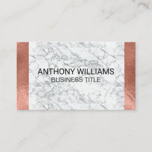 Marble Rose Gold Foil Glossy Metallic Trim Business Card