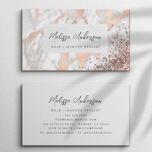 Marble Rose Gold Foil Luxe Aesthetic Business Card