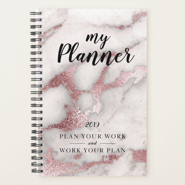 Marble Rose Gold Glam Planner (Front)
