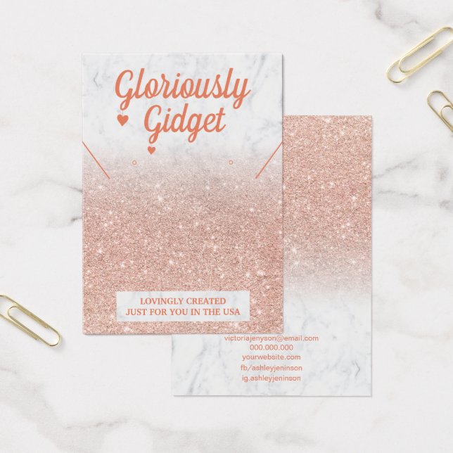 Marble rose gold glitter earrings necklace logo (Office)