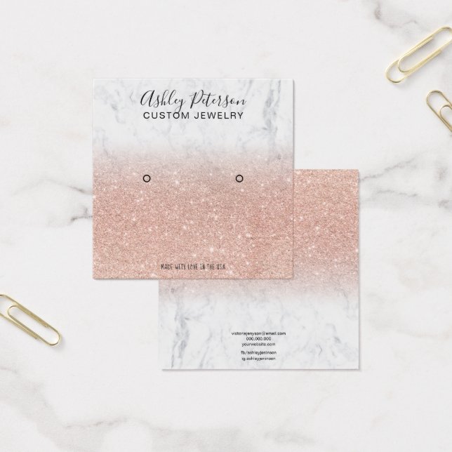Marble rose gold glitter stud earring display (Office)